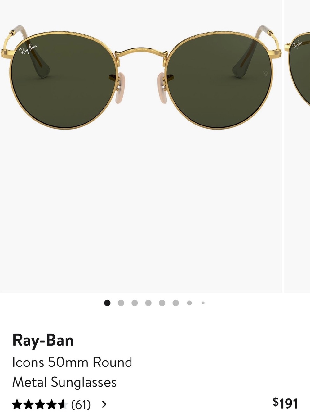 Ray-Ban Gold Frame Sunglasses with Green Lenses